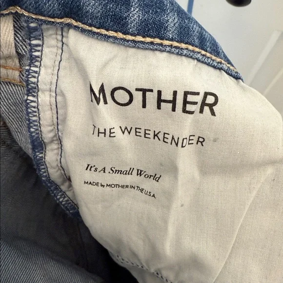 MOTHER SUPERIOR Weekender in It’s a Small World Blue Flare Jeans Sz. 27 LIKE NEW - Picture 9 of 10